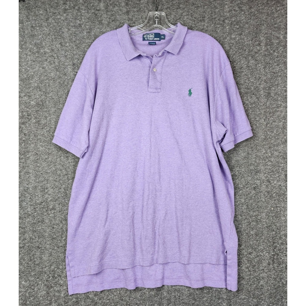 Polo Ralph Lauren Polo Shirt Men XL Purple Heathered Cotton Short Sleeve Pony